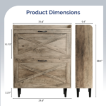 2-Drawer Top-Mounted Barn Door Shoe Cabinet Melamine Board Embossed MDF Shoe Cabinet 31.61*9.45*39.37in Washed Ash - Image 5