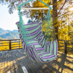 Distinctive Cotton Canvas Hanging Rope Chair with Pillows Green - Image 18