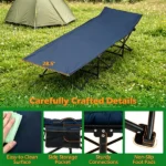  Navy Foldable Heavy Duty Camping Cot 330LBS, Portable Outdoor Sleeping Bed with Cushion & Carry Bag for Camping Office Nap - Image 8