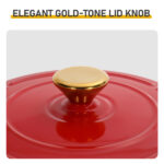 Cast iron 7.5QT cooking pot - Gradient red color - Includes two silicone gloves - Enamel pot - Image 7
