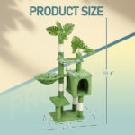 48in Plush Cat Tree with Leaves, Multi-level Cat Tower with Cat Condo, Cozy Hammock, Sisal Scratching Posts, Large Cat Pet Activity Center for Indoor Cats, Green - Image 3