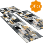 Three-piece kitchen rug set, non-slip and washable, abstract pattern kitchen hallway rug, soft and comfortable, suitable for sinks, floors, entrances, hallways and bathrooms. - Image 3