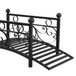 102*51*43cm Garden With Round Iron Ball Flat Top Handrail Garden Iron Bridge Black - Image 6
