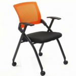 1 Pack Stackable Conference Room Chairs with Wheels, Folding Office Chair with Rebound Back, Padded Seat for Training Room, Guest, Reception, Event, Capacity 350lbs, Orange - Image 15