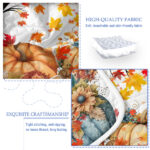 3PCS Colorful Oil Painting Pumpkin Pattern Quilt Set Queen Size for All Seasons Flower Fall Leaves Bedding Set with 2 Pillowcases for Kids Adults Thanksgiving Day Gifts temu is self-pickup only) - Image 4
