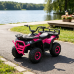 Pink 12V Kids Quad ATV – 4 Wheeler with 4 Spring Suspension Wheels, LED Lights, Music USB