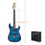 [Do Not Sell on Amazon] GST Stylish H-H Pickup Tiger Stripe Electric Guitar Kit with 20W AMP Bag Guitar Strap Blue - Image 33
