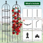 2 Packs Garden Obelisk Trellis 5.9FT Plants Tower for Climbing Plants Flower Vegetable Vine Support Rustproof Garden Plant Trellis Black(No shipments on weekends) - Image 2