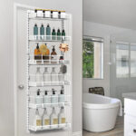 6-Tier Over the Door Pantry Organizer, Large Metal Door Spice Rack, Hanging Heavy-Duty Pantry Door Storage Shelf 10LBS Loading Easy Install Behind Door Storagefor Kitchen and Bathroom, White - Image 3