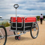 Q235 steel pipe 96*75*58cm bicycle trailer rack black and red 100kg cargo trailer with handle - Image 7