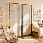 2-Pack 2' x 5.6' Gridwall Display Tower, Double-Sided Floorstanding Rack with T-Base & Clips - Image 7
