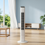 US Standard RTW-GR36 Tower Fan, 110V 45W, 36 Inch, Column Shape, White Plastic Body, Copper Motor, Touch & Remote Control, 3 Speeds, 3 Modes, Oscillating Function, 9-Hour Timer, For Home Use - Image 2