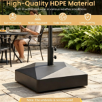 Fillable Patio Umbrella Base with 4 Rolling Wheels & Locks, Heavy Duty Water Sand Weighted HDPE Umbrella Stand Universal for 6-10ft Outdoor Umbrella - Image 8