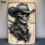 CIFbuy Vintage Skull Cowboy Tin Sign, Rustproof UV Resistant" Metal Wall Art, Retro European American Farmhouse Decor, American Farmhouse Decor, Durable 2D Flat U UV RikTok, UV RikTok, t Self-pickup Logiopics - Image 8
