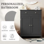 Black particleboard with melamine veneer, 60*30*80cm, double doors, single drawer, bathroom vanity - Image 15