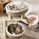 24 Inch Compact Cat Tree with 2 Plush Perches, Jute Rope Scratching Posts & Hanging Toy Ball, Stable Small Cat Tower for Indoor Cats Apartment Bedroom - Image 6