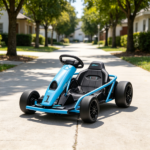 Blue 24V High-Speed Electric Drift Go Kart: Kids Ride-On Racing Vehicle with 2 Speeds for 8-12 Years Old