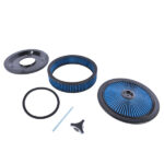 14" x 3" High Flow Round Air Cleaner Kit Washable Recessed Base Blue Filter Black Trim - Image 5