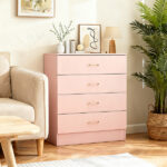Nail polish powder textured surface, particleboard with melamine veneer, 66*33*73mm, four-drawer cabinet, faux rose gold handles - Image 7