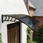 Awning for Door Entrance with Drainage Sink, 40x48 Inch Window Canopy Exterior, UV Rain Snow Protection for House Porch Patio Deck, Black Bracket & Brown Board - Image 18
