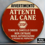 CIFbuy 1pc Vintage Italian "Beware Of Dog" Warning Sign, 8-Inch Round Metal Plaque With Stop Symbol & Dog Icon, Outdoor Aluminum Decor TikTok, TikTok, Self-pickup Logiopics