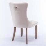 Modern, High-end Tufted Solid Wood Contemporary Velvet Upholstered Dining Chair with Wood Legs Nailhead Trim 2-Pcs Set,Beige, SW2001BG - Image 5