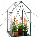 54" x 36" x 67" Portable Mini Greenhouse with PE Bottom Mat, Clear PVC Plant Grow Tent, Wind Resistant Metal Frame Outdoor Green House with Stakes & Ropes