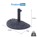 20 lbs Black Half Round Rose Pattern Outdoor Patio Umbrella Base umbrella Stand for Patio, Yard, Garden, Poolside (Shipment from Walmart) - Image 3