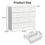 8-Drawer P2 MDF Painted Drawer Cabinet 41.34*14.96*35.43in White - Image 5