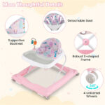 Pink Foldable Baby Walker with Detachable Tray & Shape Sorter Toys, 3-Level Height Adjustable for 6-12 Months - Image 7