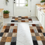 Three-piece kitchen rug set, non-slip and washable, abstract pattern kitchen hallway rug, soft and comfortable, suitable for sinks, floors, entrances, hallways and bathrooms. - Image 9