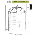 207*207*270cm Courtyard Wrought Iron Gazebo Iron Arch Black - Image 16
