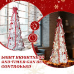 6 FT Fully Decorated Pre-lit Christmas Tree, Pop Up Artificial Xmas Tree with 100 Warm Lights and Red Ornaments for Home Office Store Holiday Deco, White - Image 9