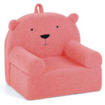 Bear-Shaped Kids Sofa, Teddy Fleece Foam Chair for Toddlers 3+, Portable Bear-Shaped Couch (Pink) - Image 2