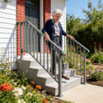 Handrails for Outdoor Steps, Iron Handrail Fits 4 Step, Transitional Handrail with Installation Kit, Silver - Image 4