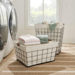 75L Rectangular Steel Wire Laundry Hamper with Removable Liner, Natural, Adult - Image 4