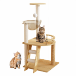 41.3" Modern Cat Tower, Wood Cat Tree Tower for Indoor Cats, Cat Treewith Sisal-Covered Scratching Posts and Top Perch, Cat Condo with Acrylic Hammock for Small Large Cats - Image 4