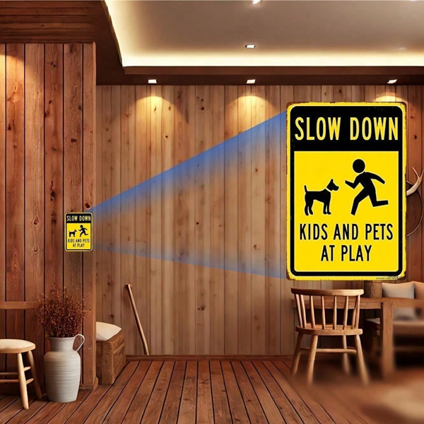 CIFbuy 1pc Art Deco Slow Down Kids And Pets Metal Tin Sign, Black On Yellow Safety Warning Plaque, Unframed Indoor Outdoor Wall Decor TikTok, TikTok, ety Warning Plaque Self-pickup Logiopics