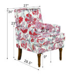 Accent Chair, Floral Armchair, Nailhead Trim, Red and white Decor, Solid Wood Legs, Farmhouse Furniture, Upholstered Slipper Chair, Side Chair, Traditional Print, Wayfair Living Room. - Image 7