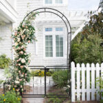 198.5*50*219cm Courtyard Arc Top With Door With Planting Frame Iron Art Iron Arch Black - Image 16