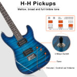 [Do Not Sell on Amazon] GST Stylish H-H Pickup Tiger Stripe Electric Guitar Kit with 20W AMP Bag Guitar Strap Blue - Image 17