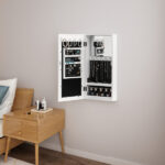 Simple PVC Wood Grain Coating Photo Storage Damp-proof Jewelry Mirror Cabinet White - Image 23