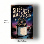 CIFbuy Vintage Night Sky Star Compass Metal Sign, Retro Motivational Coffee Cup Tin Sign Decorative Poster For Home Office Gym Bedroom TikTok, TikTok, Self-pickup Logiopics - Image 2
