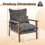 Cloud Shaped Indoor Leisure Chair with Solid Wood Armrest & Solid Wood Frame, Chenille Fabric Accent Chair with Lumbar Pillow, Single Sofa Chair Dark Grey - Image 5