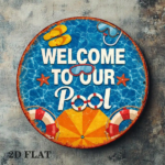 CIFbuy 1pc 8x8in Welcome To Our Pool Sign, "Retro 2D" Flat Round Plaque, Pool Party Backyard Poolside Beach Hut Decor, Plaque, Pool Party Backyard Poolside Beach Hut Decor, TikTok, TikTok, Self-pickup Logicoics - Image 8