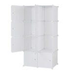 8 Cube Organizer Stackable Plastic Cube Storage Shelves Design Multifunctional Modular Closet Cabinet with Hanging Rod White - Image 3