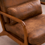 Same Code 28822889 High Back Solid Wood Armrest Backrest Iron Frame Bronzing Cloth Indoor Leisure Chair Orange - Image 35