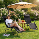 Portable Dual Purposes Extendable Folding Reclining Chair Black - Image 9
