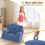 Bear-Shaped Kids Sofa, Teddy Fleece Foam Chair for Toddlers 3+, Portable Bear-Shaped Couch (Navy) - Image 5