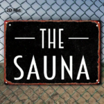 CIFbuy Vintage Metal Sign THE SAUNA Red Border Black Background, 2D Flat Rustic Iron Wall Decor 8x12 Inch 20x30cm, Distressed Design Hi TikTok, TikTok, n Hi Self-pickup Logiopics - Image 3
